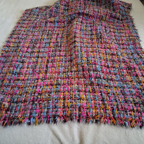 Zara Women's Multi-Colour Tweed Boucle Fringe Scarf Shawl Wrap - Picture 6 of 8